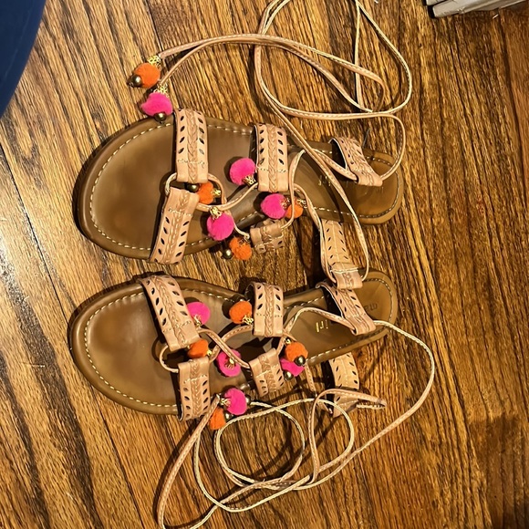 Madden Girl Women's Baliee Flat Sandal- Natural color with orange and pink - Picture 2 of 3